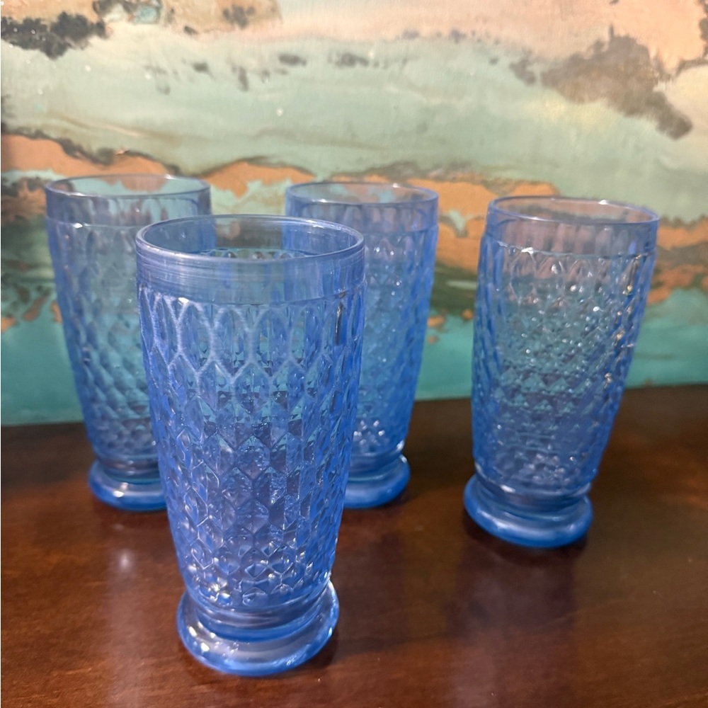 4 Villeroy & Boch Boston blue crystal highball glasses